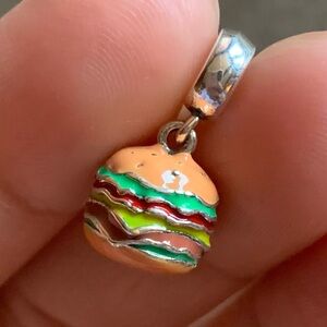 NWOT Hamburger Dangle Charm Sterling Silver 925